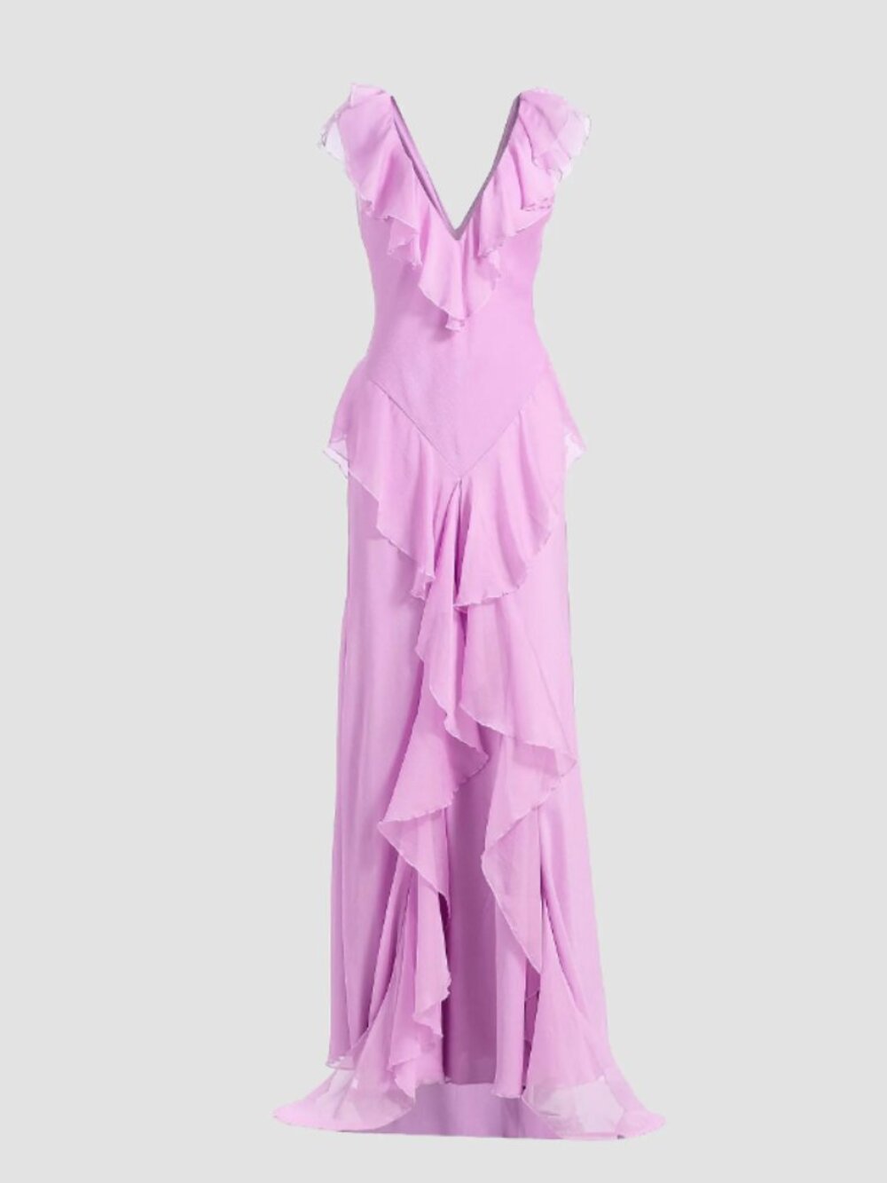 AMUR Estella Ruffled Chiffon Bias-Cut Gown